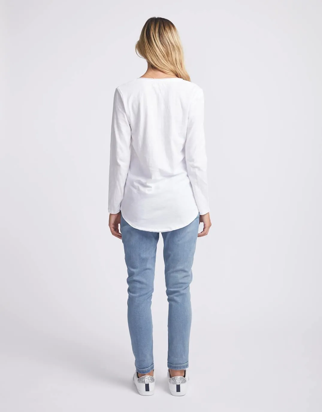 Original V-Neck Long Sleeve T-Shirt - White