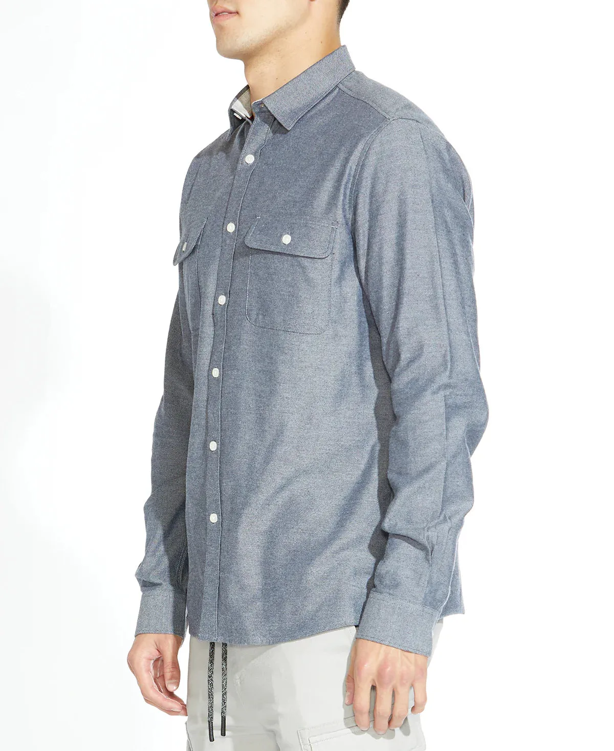 Orinda Long Sleeve Brushed Flannel Shirt (Blue)