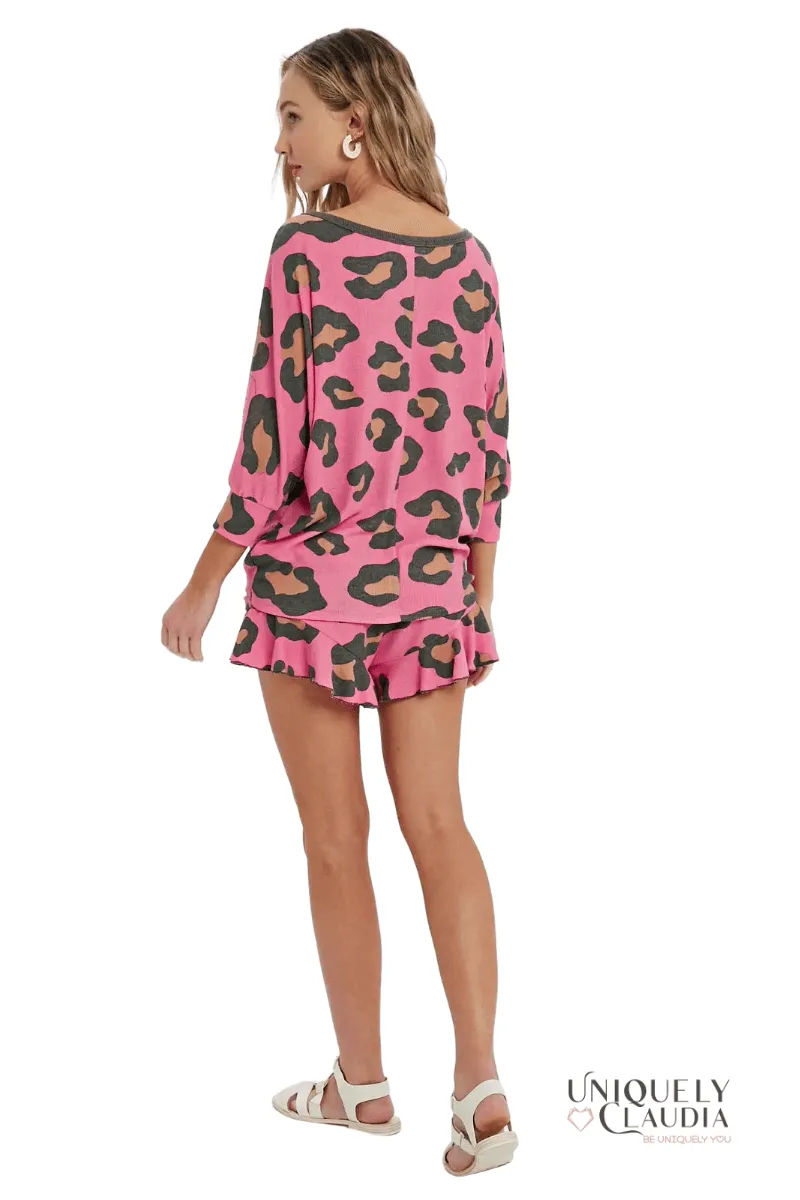 Pebbles Leopard Print Lounge Boatneck Top