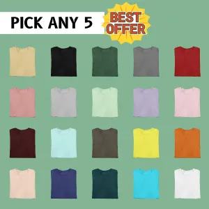 Pick Any 5 - Plus Size Solid Cotton T-Shirts - Perfect Fit, Value Pack