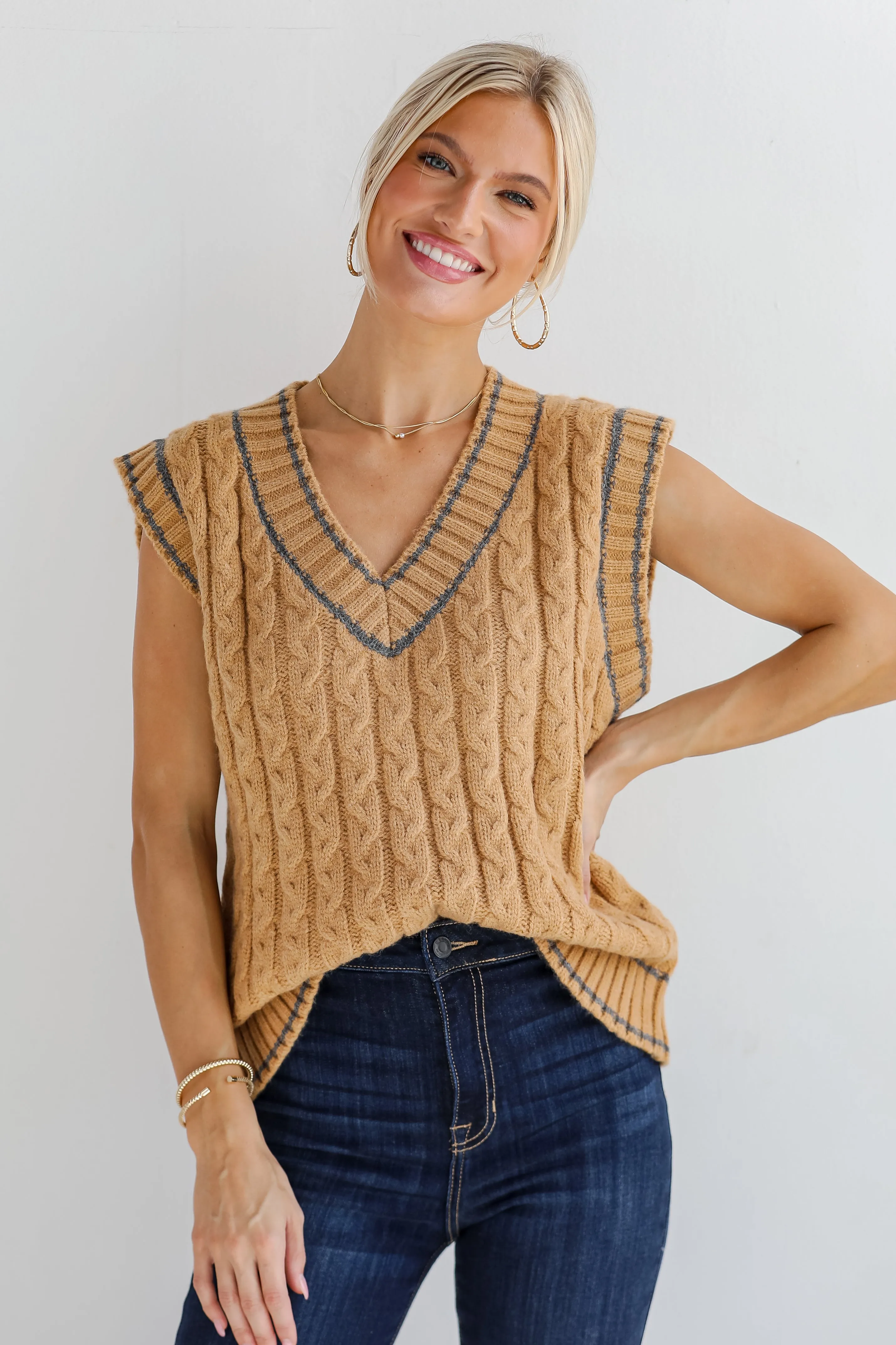 Posh Scholar Cable Knit Sweater Vest