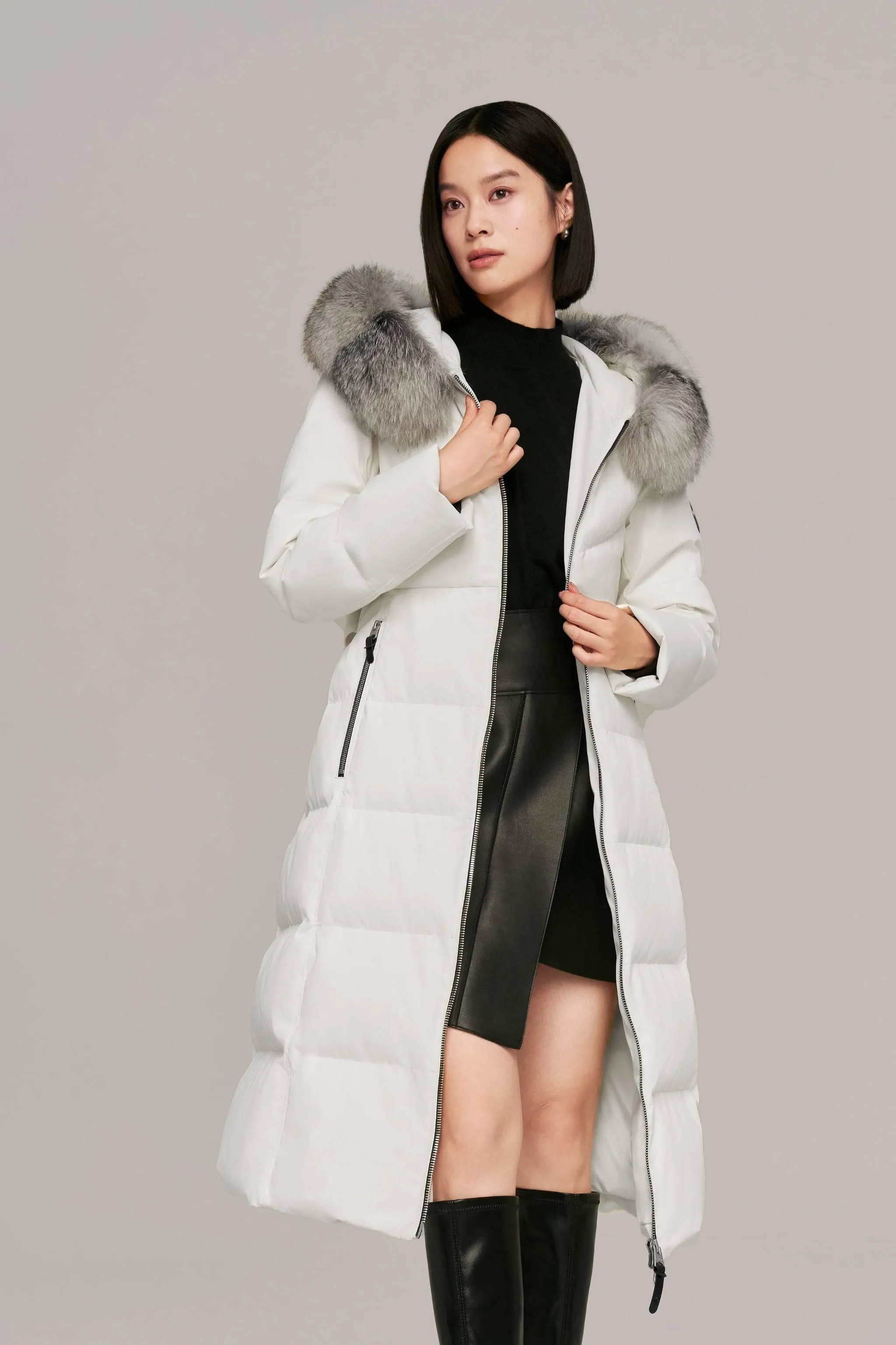 Premium Business Women's Long Goose Down Coat