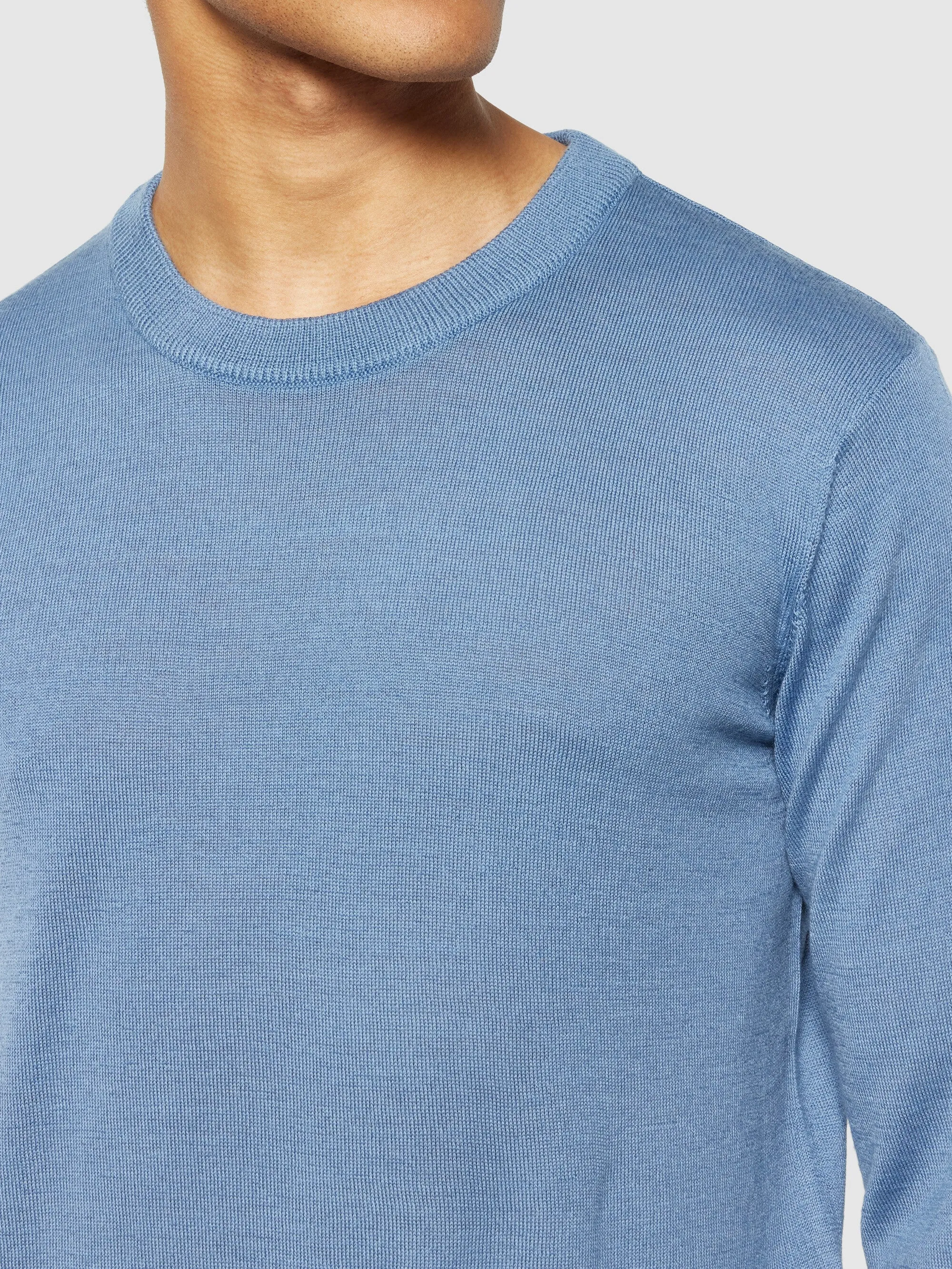 Regular merino knit crew neck - RWS - Moonlight Blue