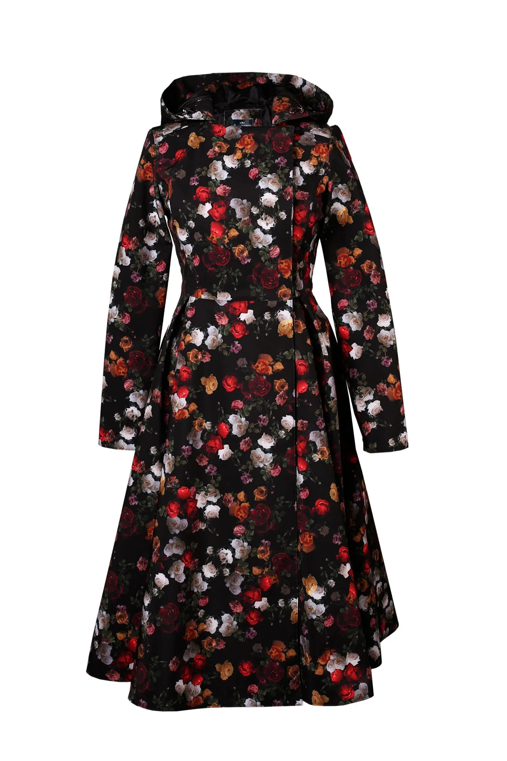 Rose Garden Raincoat Black and Red