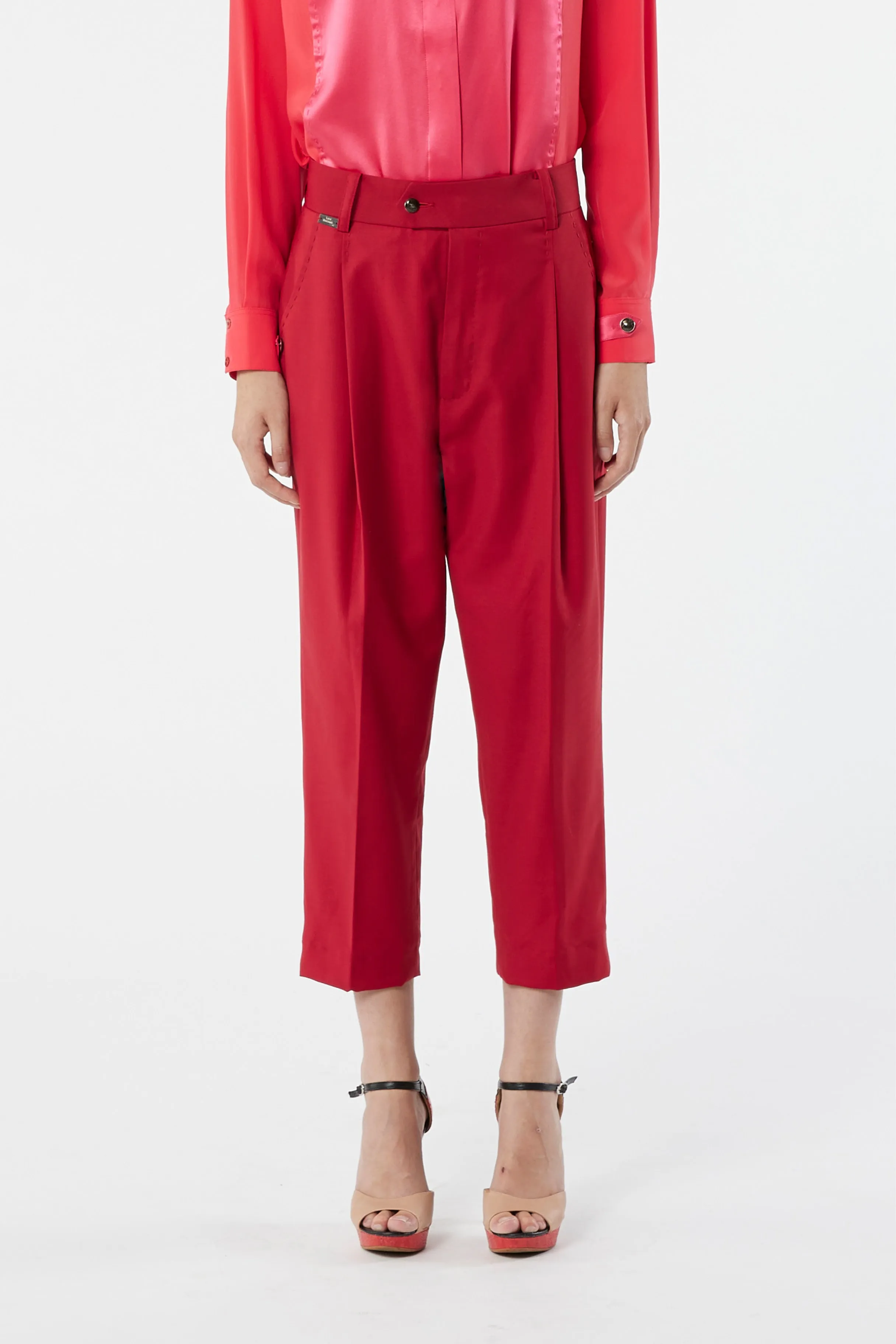 SEATTLE red - wool microfiber suit pant