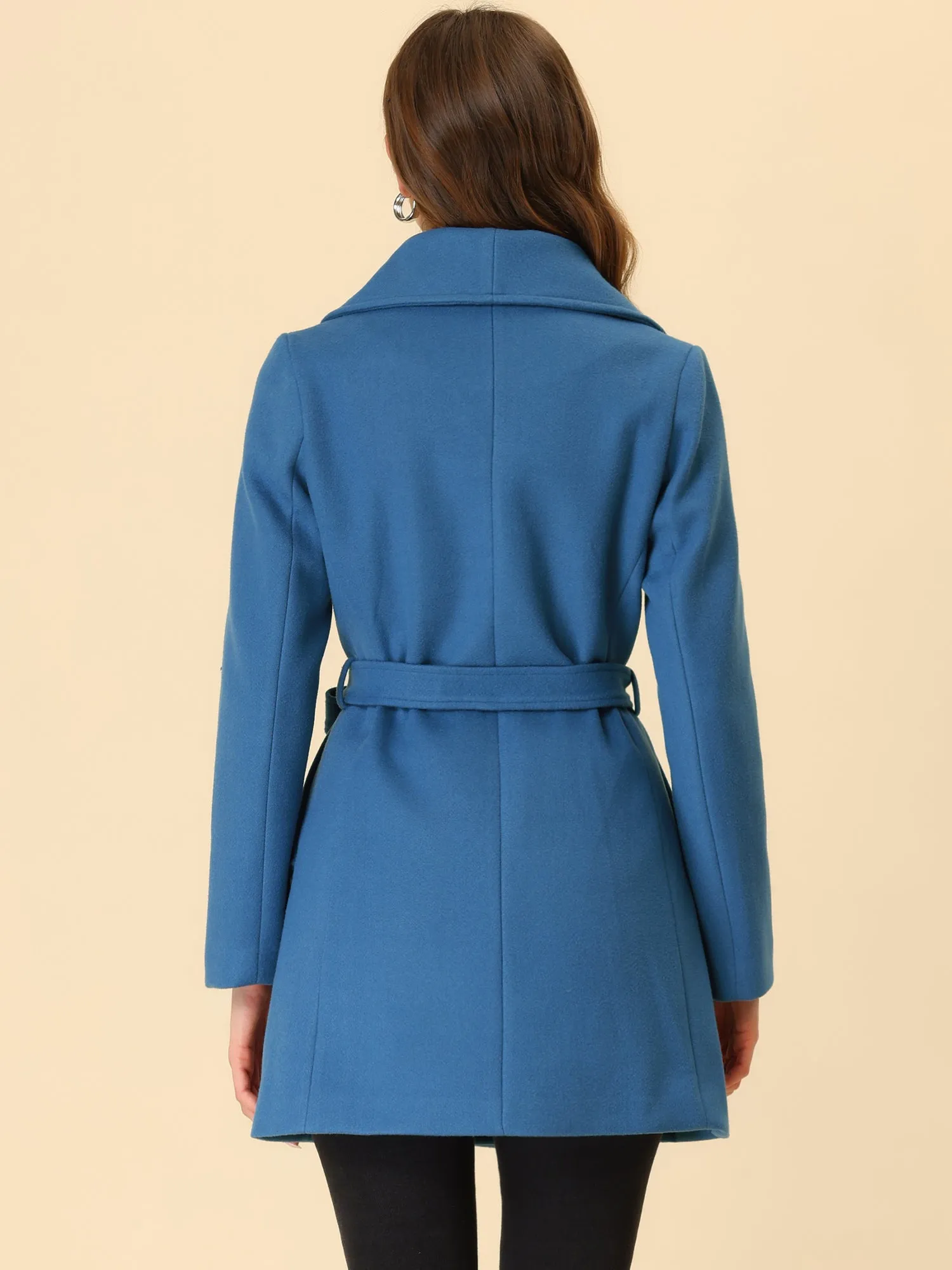 Shawl Collar Single Breasted Winter Long Belted Coat