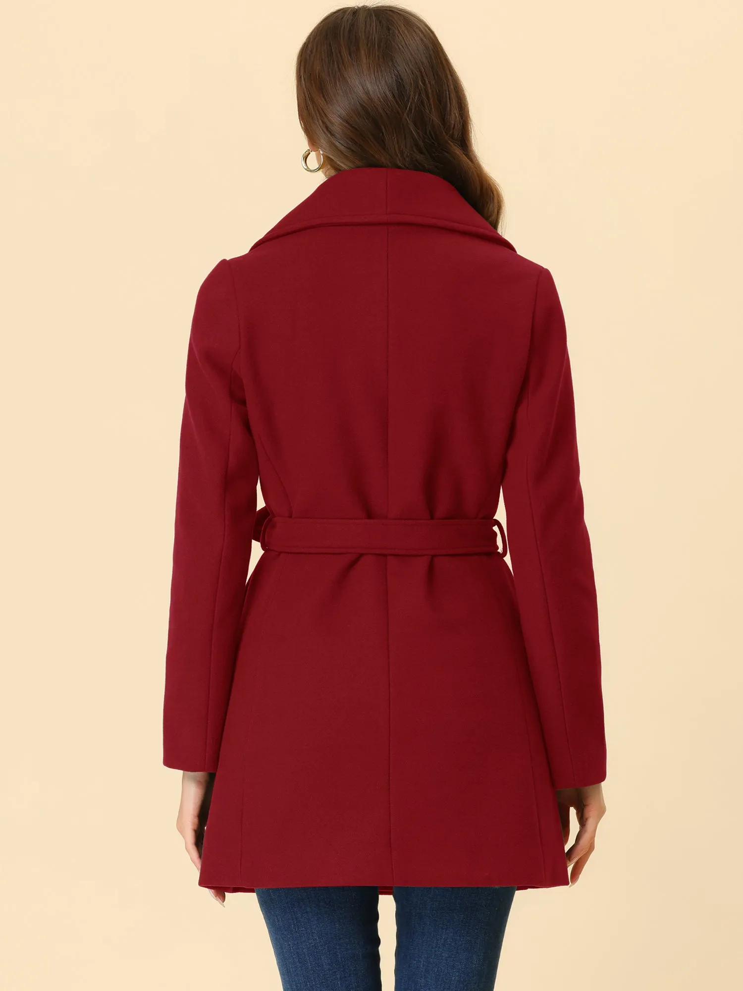 Shawl Collar Single Breasted Winter Long Belted Coat