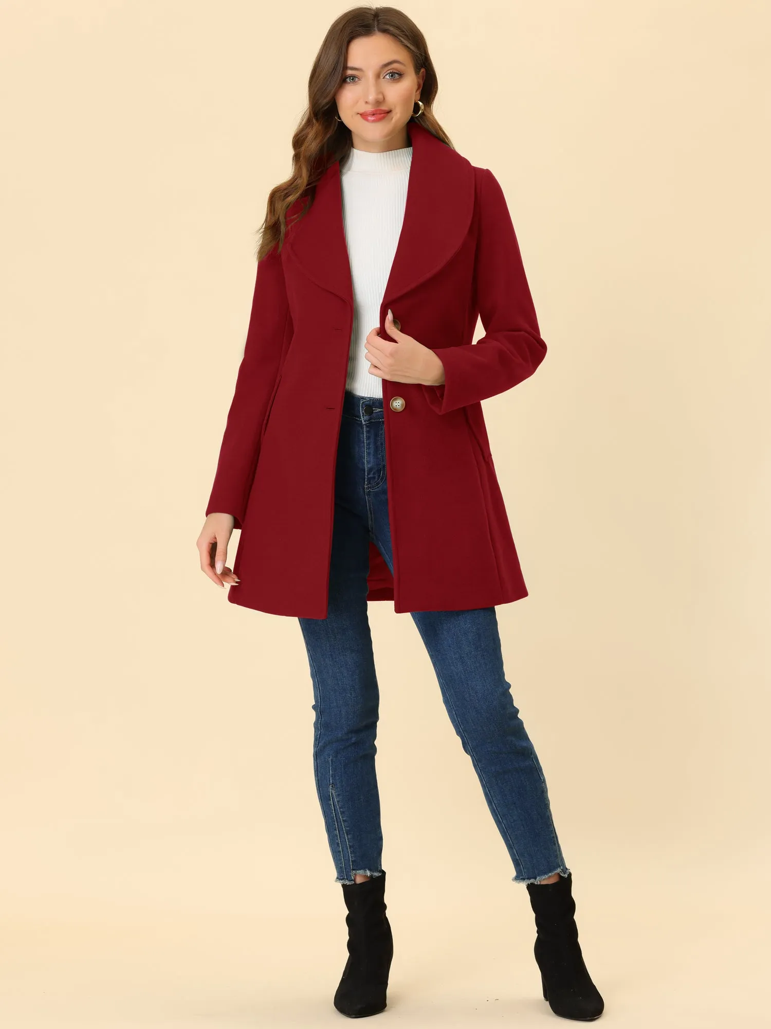 Shawl Collar Single Breasted Winter Long Belted Coat