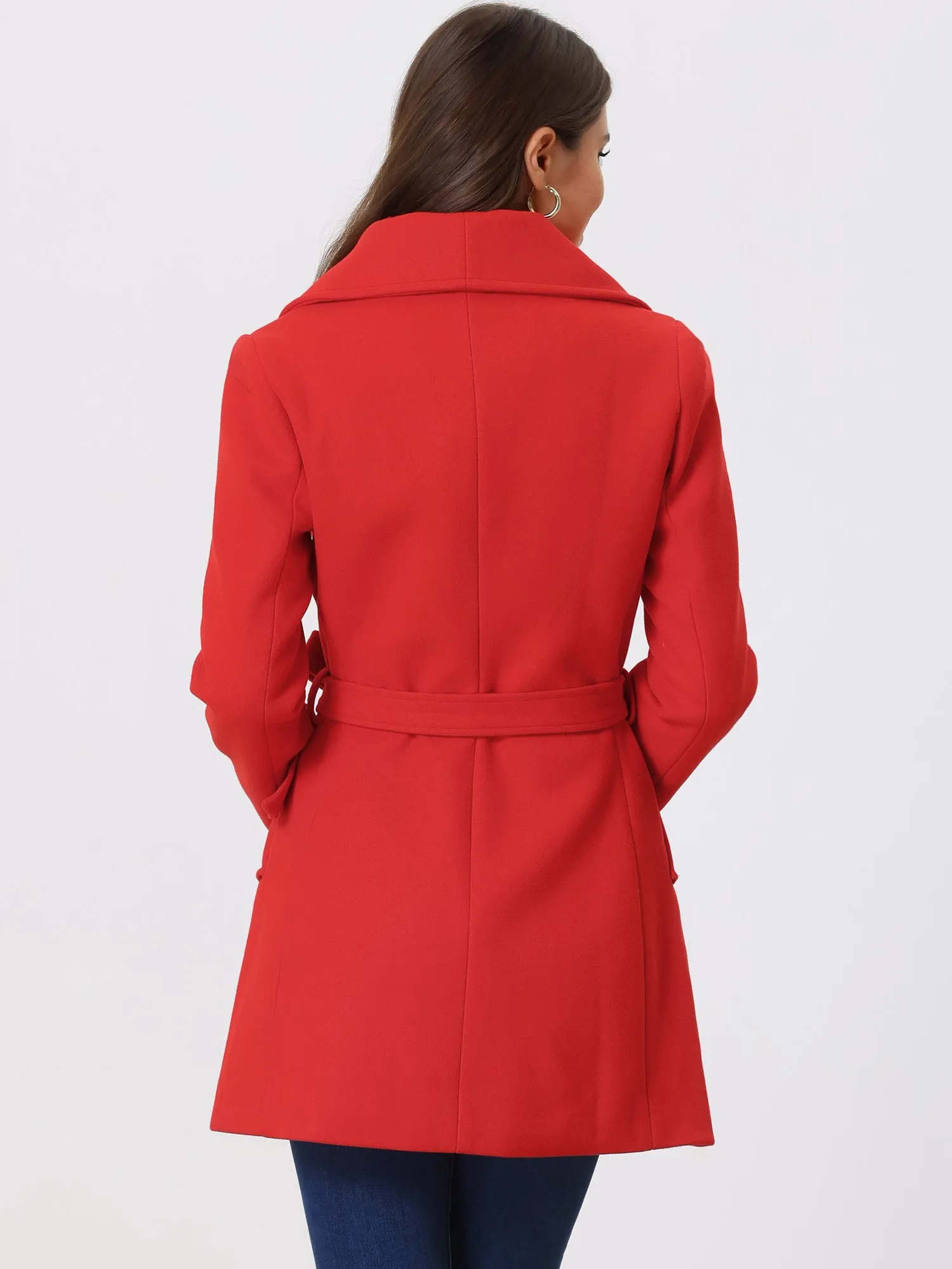 Shawl Collar Single Breasted Winter Long Belted Coat