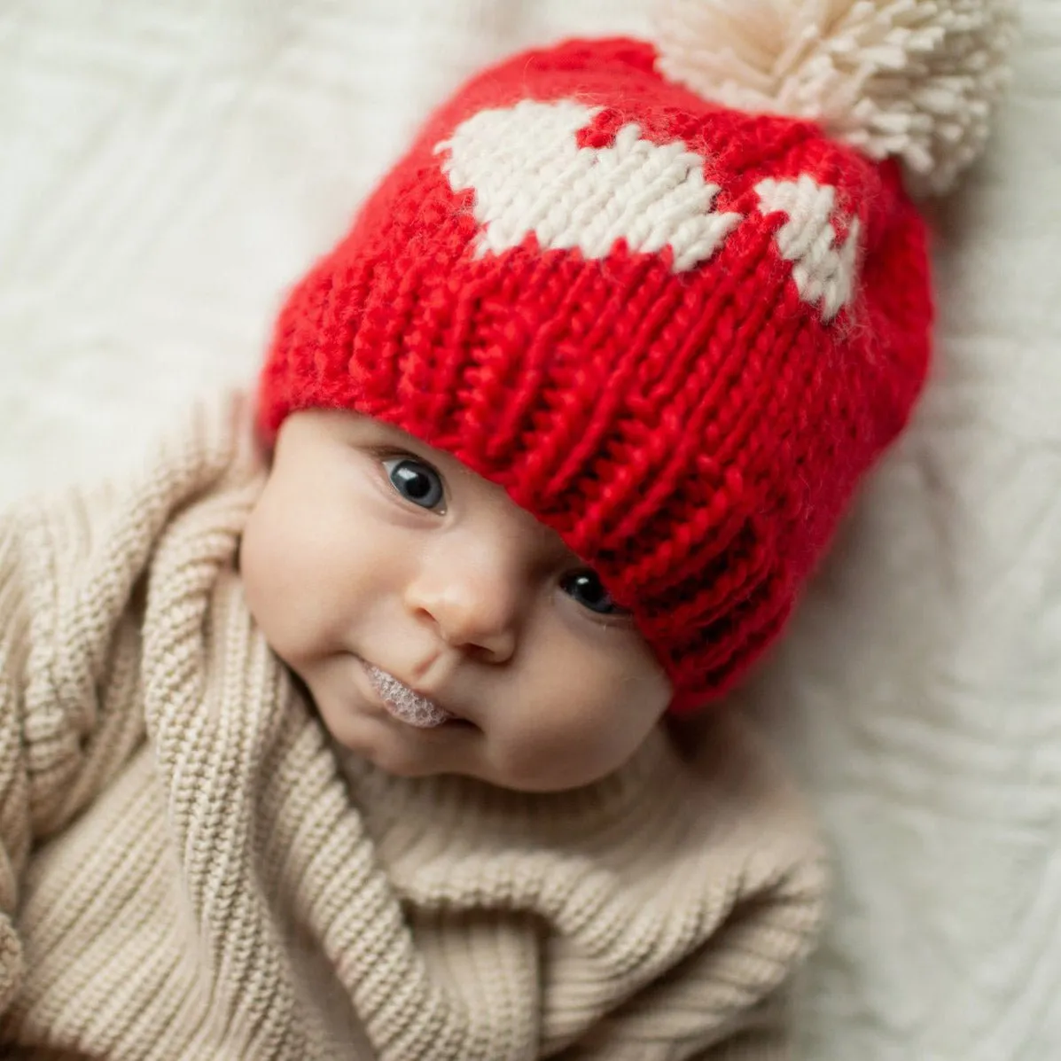 Sweetheart Knit Beanie Hat Red