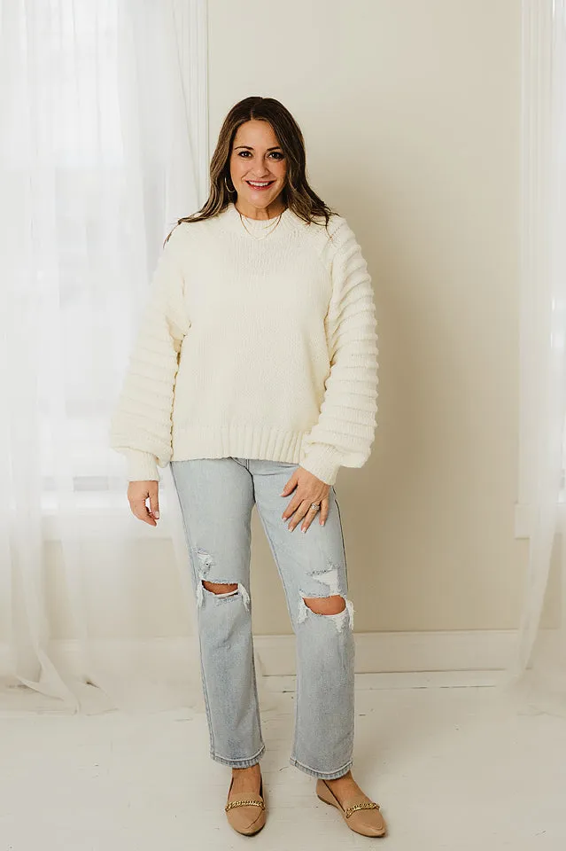 Textured Sleeve Cozy Sweater