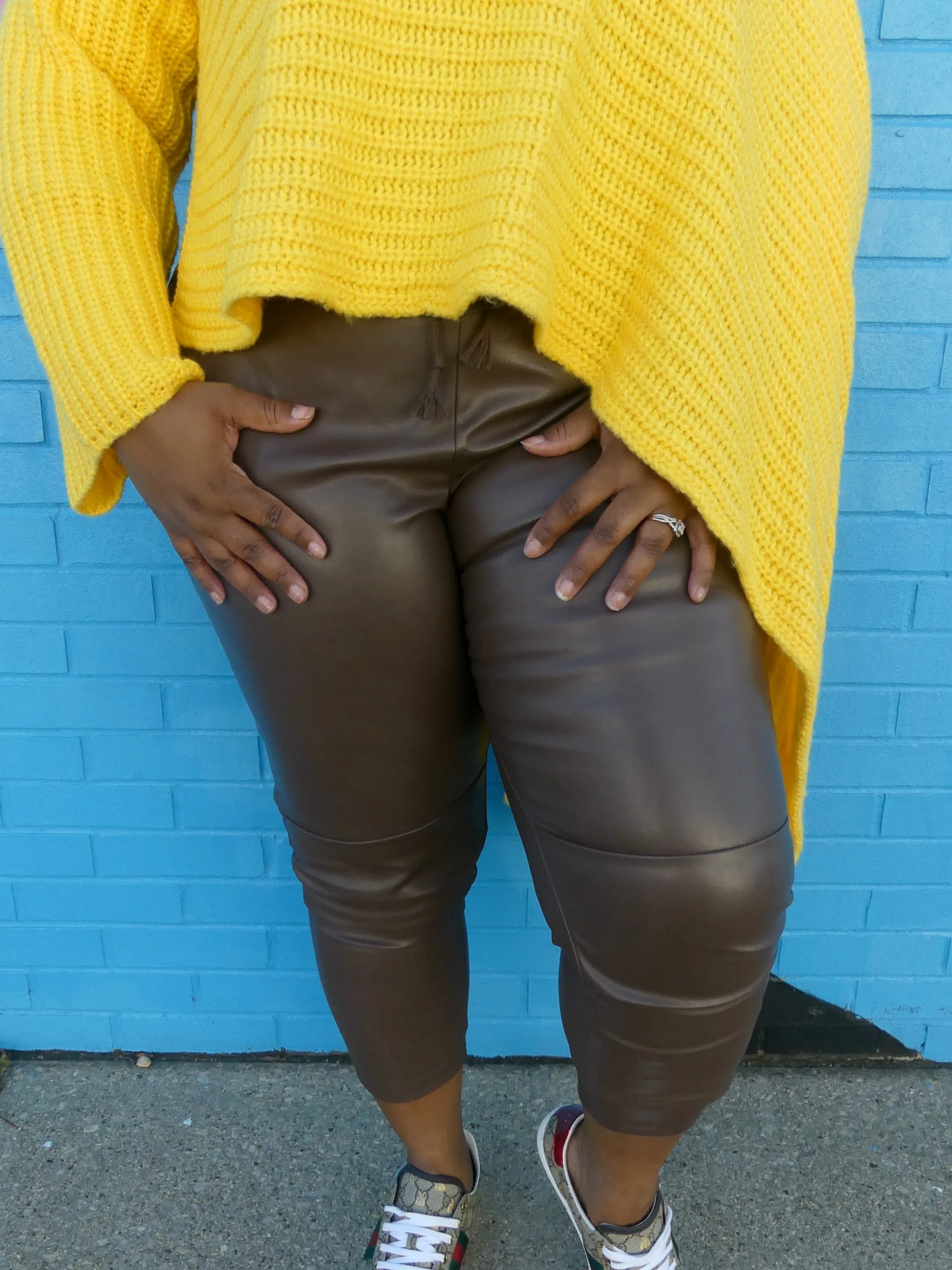 The Leatherette Slant Pants