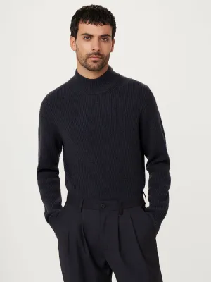 The Yak Wool Mock Neck  in Navy