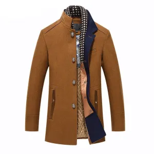 Thicker Mens Trench Coats Winter Long Wool