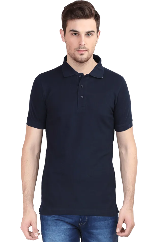 Unisex Black Cotton Polo T-Shirt