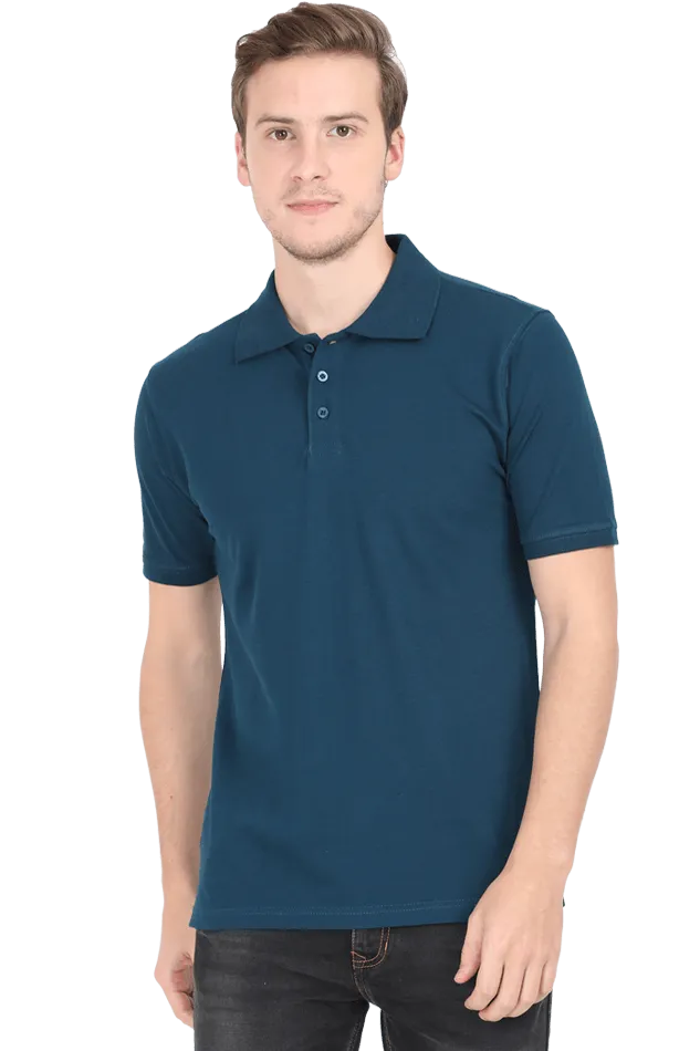 Unisex Black Cotton Polo T-Shirt