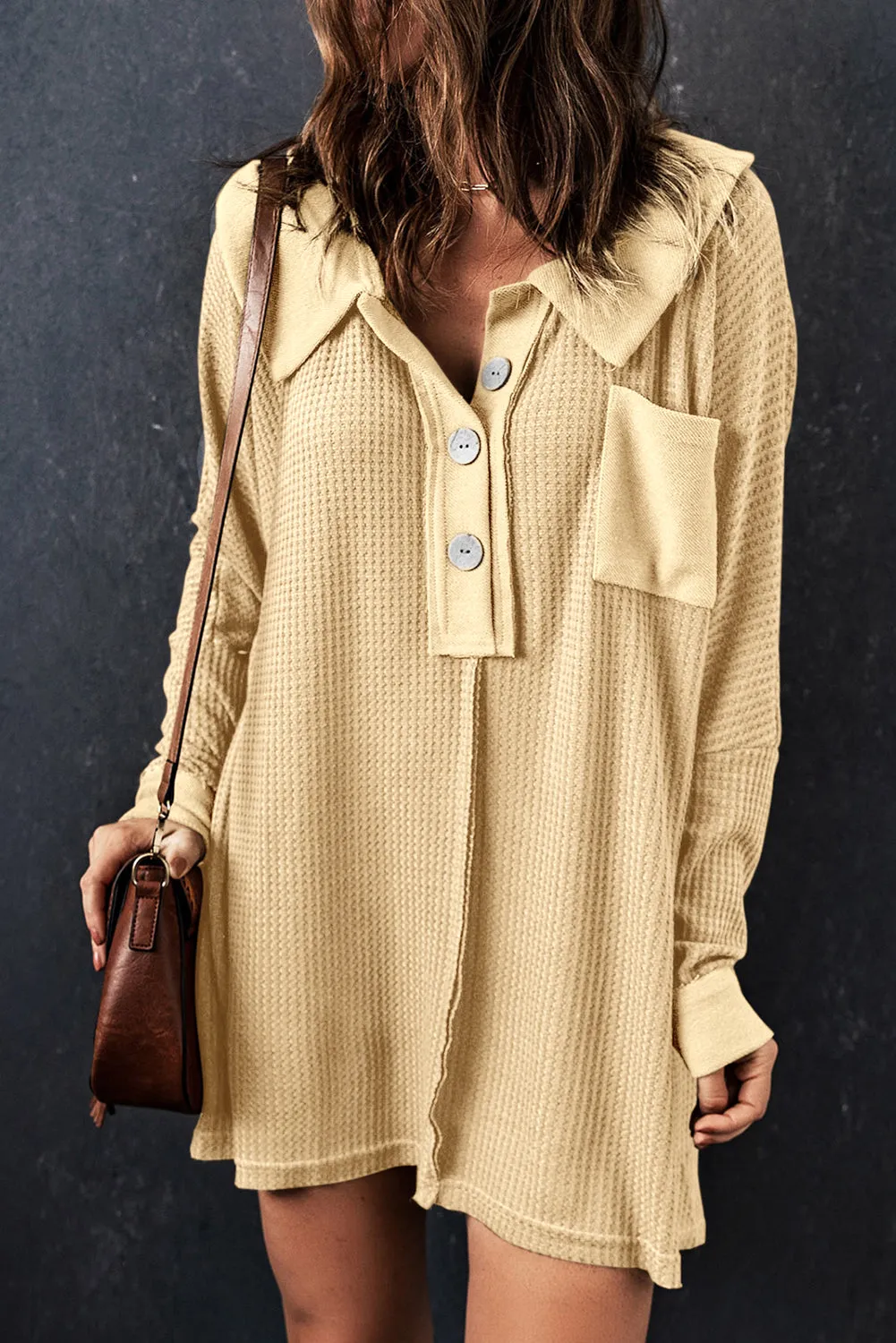 Waffle Knit Long Sleeve Top